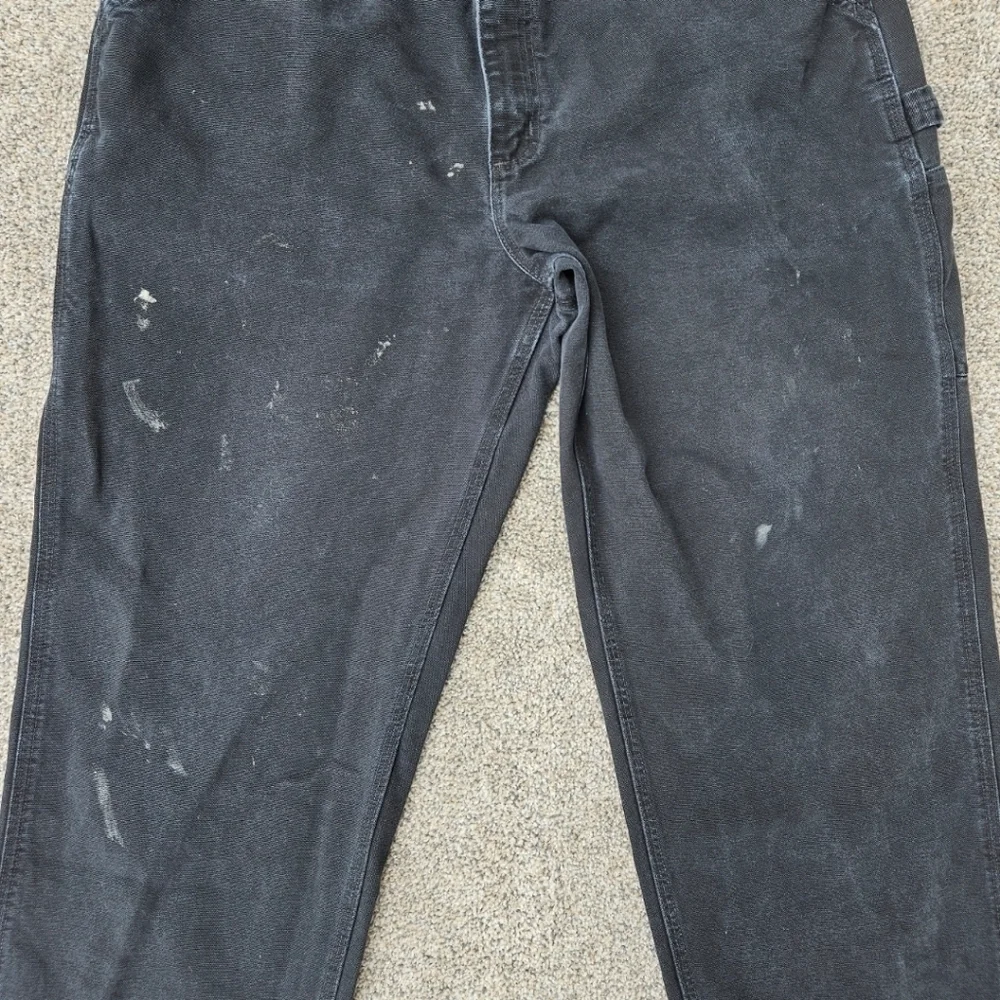 Vintage Carhartt Cargo Pants Black Dungaree Fit Distressed B11 BLK Mens 38x32
